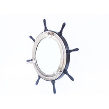 Handcrafted Model Ships Deluxe Class Wood and Chrome Ship Wheel Porthole Mirror 36" SW-36-Mirr-CH