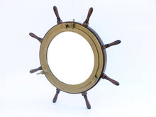 Handcrafted Model Ships Deluxe Class Wood and Antique Brass Ship Wheel Porthole Mirror 36" SW-36-Mirr-AN