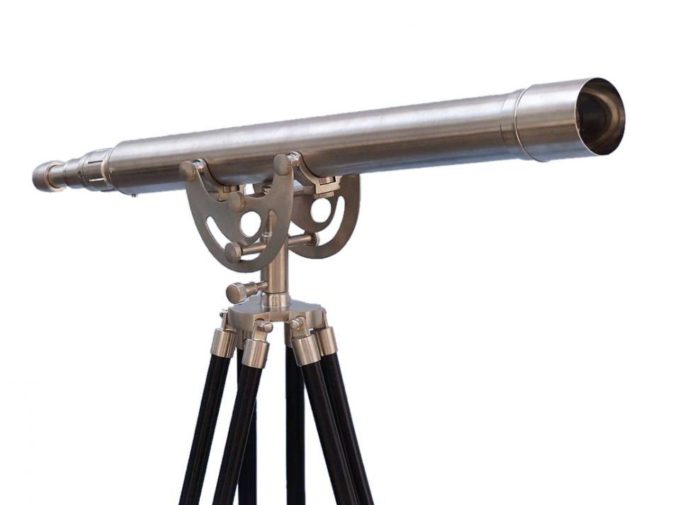 Handcrafted Model Ships - Floor Standing Brushed Nickel Anchormaster Telescope 50