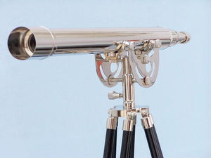 Handcrafted Model Ships Floor Standing Chrome Anchormaster Telescope 65" ST-0148CH