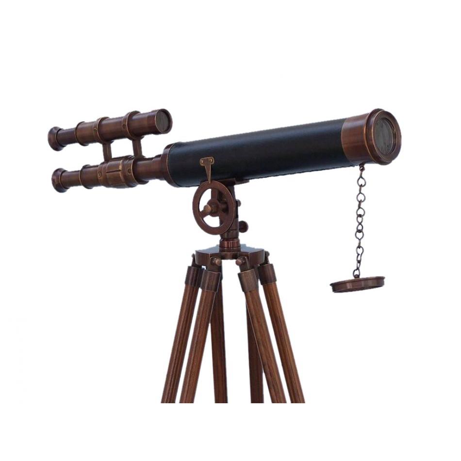 Handcrafted Model Ships - Floor Standing Bronzed With Leather Griffith Astro Telescope 50