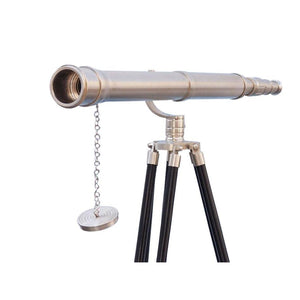 Handcrafted Model Ships - Floor Standing Brushed Nickel Galileo Telescope 65"" - ST-0117-BN