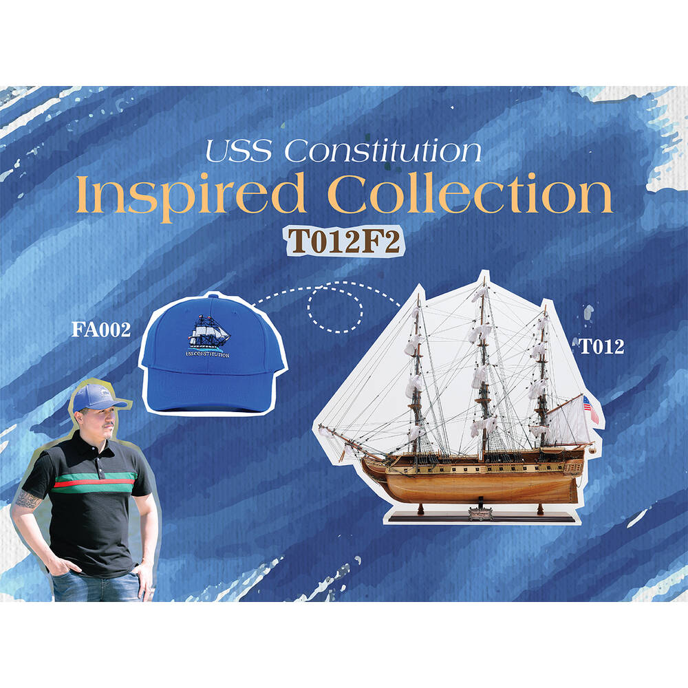 Ultimate USS Constitution Combo: A Model Ship and Classic Hat - T012F2 - Old Modern