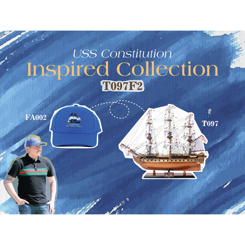 Ultimate USS Constitution Combo: A Model Ship and Classic Hat - T097F2 - Old Modern