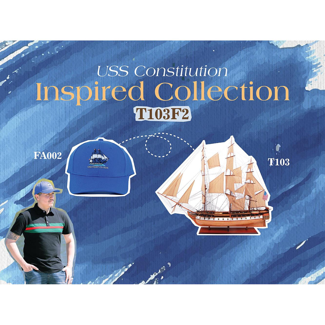 Ultimate USS Constitution Combo: A Model Ship and Classic Hat - T103F2 - Old Modern