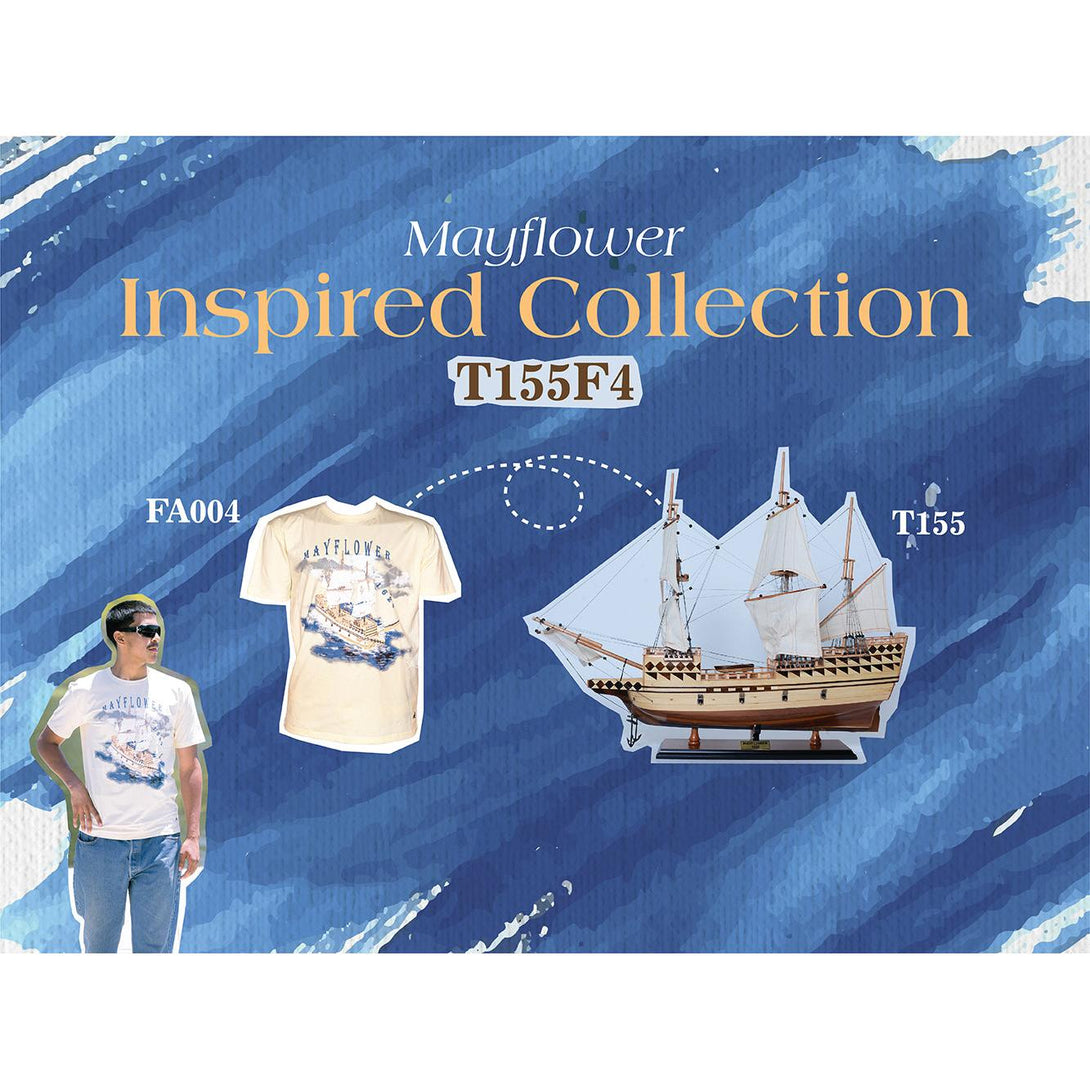 Majestic Mayflower Combo: A Model Ship and Iconic T-Shirt - T155F4 - Old Modern