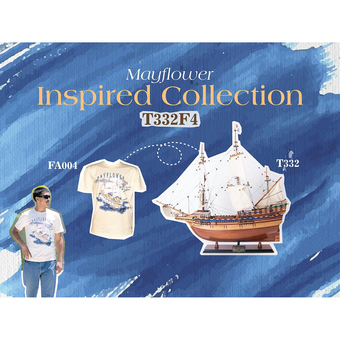 Majestic Mayflower Combo: A Model Ship and Iconic T-Shirt - T332F4 - Old Modern