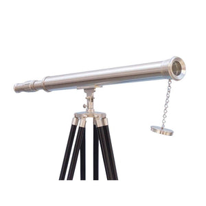 Handcrafted Model Ships - Floor Standing Brushed Nickel Harbor Master Telescope 60"" - ST-0123-BN