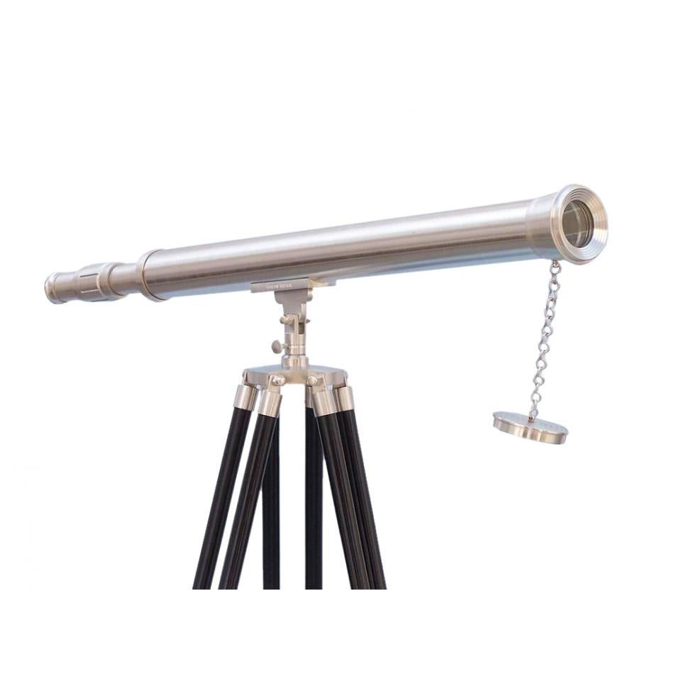 Handcrafted Model Ships - Floor Standing Brushed Nickel Harbor Master Telescope 60