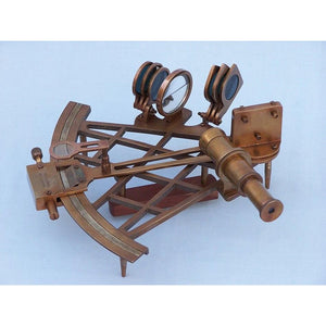 Handcrafted Model Ships - Admiral's Antique Brass Sextant 12"" with Rosewood Box - NS-0417-AN