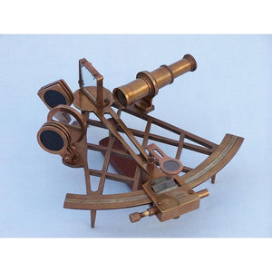 Handcrafted Model Ships - Admiral's Antique Brass Sextant 12"" with Rosewood Box - NS-0417-AN