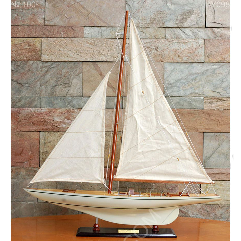 Columbia Painted Large Sailboat Schooner Yacht Model - Y098 - Old Modern