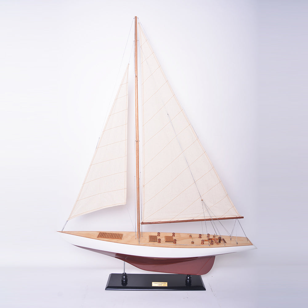 Constellation Painted Large Sailboat Schooner Yacht Model 32 Inches Long - Y099 - Old Modern