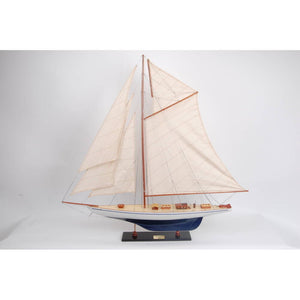 Defender Painted Large Sailboat Schooner Yacht Model 31 Inches Long - Y100 - Old Modern