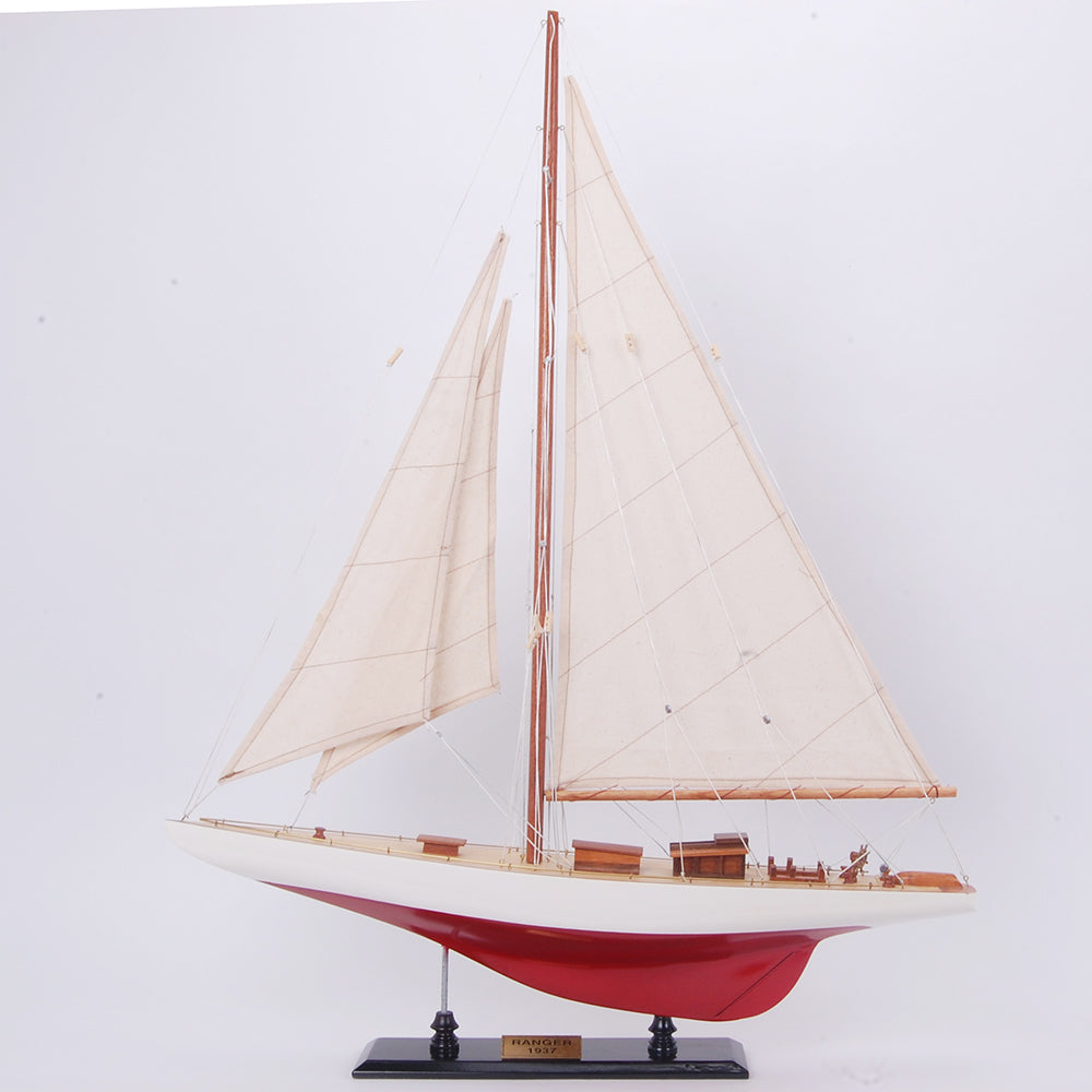 Ranger Painted Medium Sailboat Schooner Yacht Model 24 Inches Long - Y135 - Old Modern