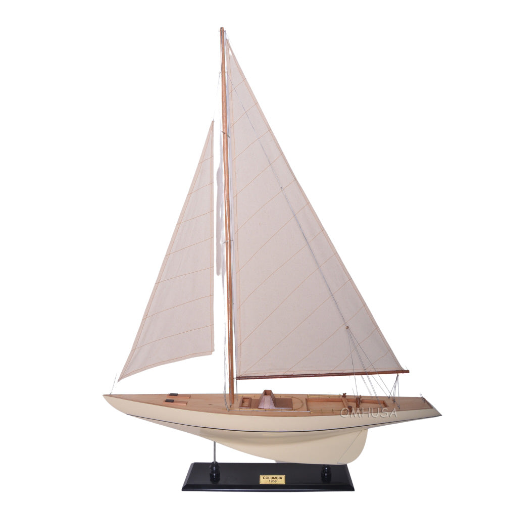Columbia Painted Large Sailboat Schooner Yacht Model 24 Inches Long - Y137 - Old Modern