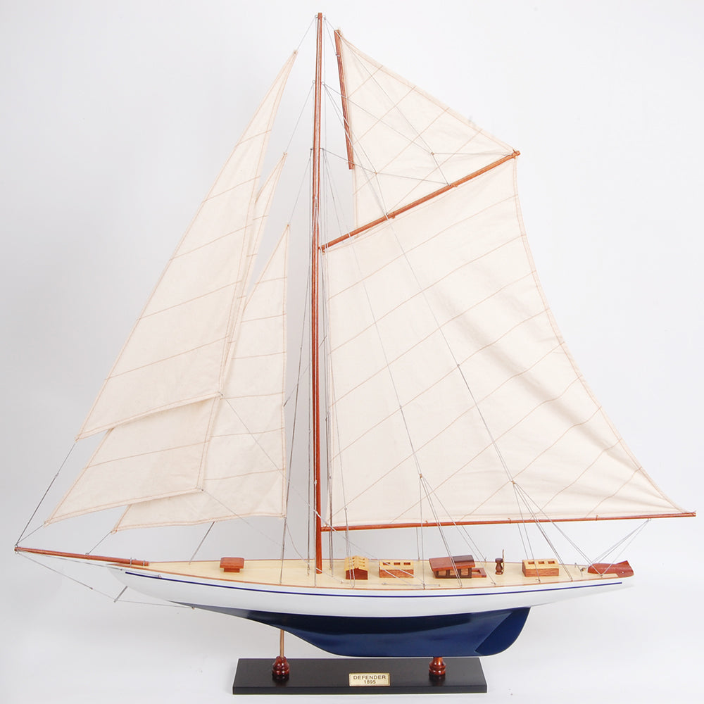 Defender painted Medium Sailboat Schooner Yacht Model 24 Inches Long - Y138 - Old Modern