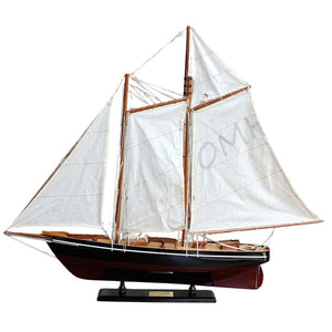 America Painted Medium Sailboat Schooner Yacht Model - Y140 - Old Modern