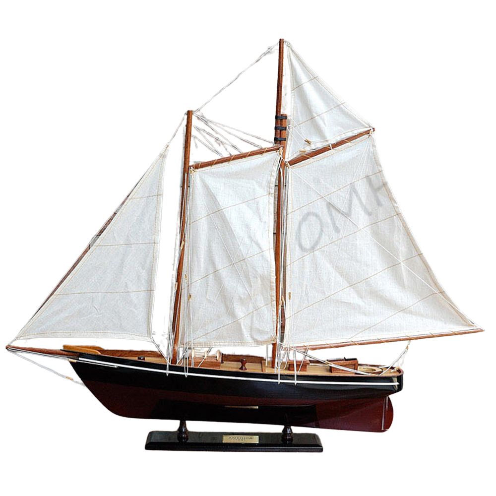 America Painted Medium Sailboat Schooner Yacht Model - Y140 - Old Modern