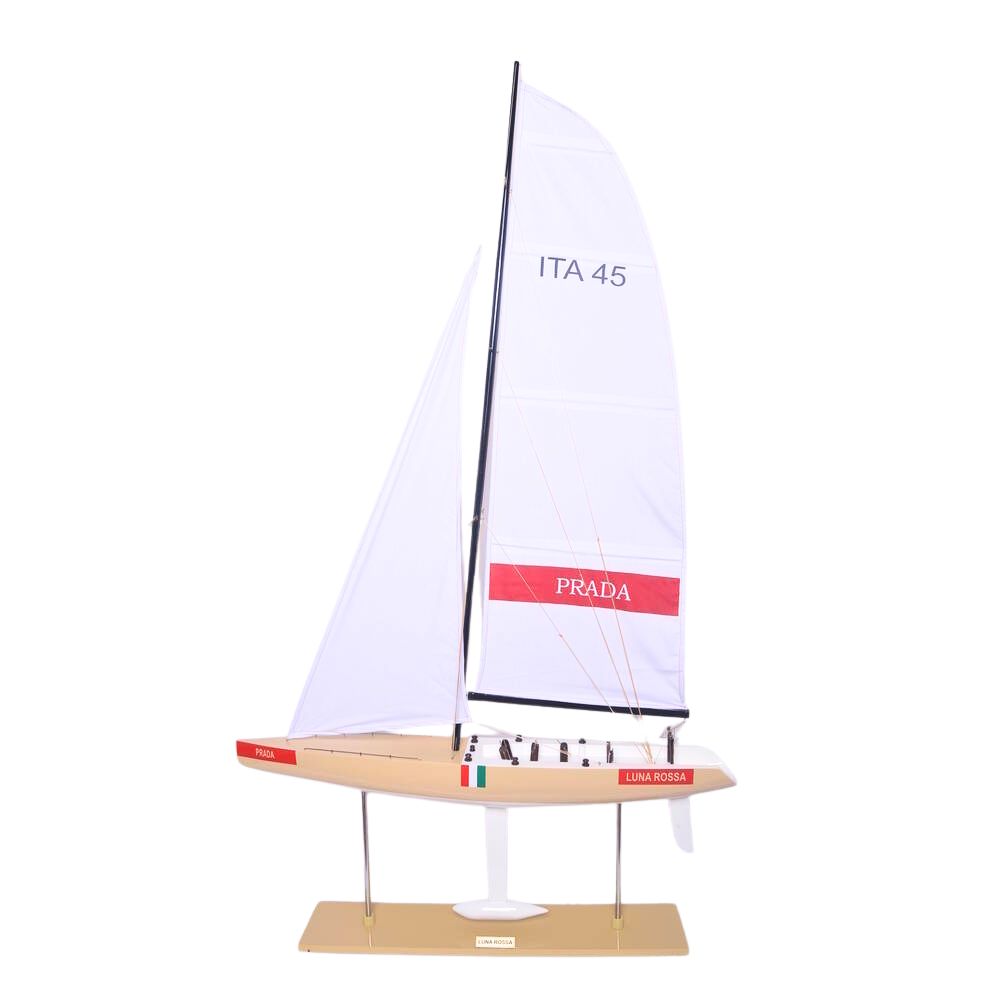Luna Rossa Painted Medium Sailboat Schooner Yacht Model - Y171 - Old Modern