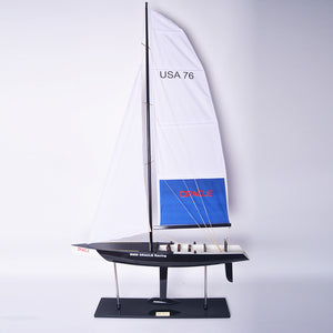 BMW Oracle Painted Medium Sailboat Schooner Yacht Model 31 Inches Long - Y173 - Old Modern