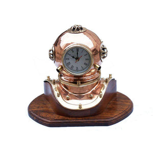 Handcrafted Model Ships Copper Decorative Divers Helmet Clock 12" DH-0820