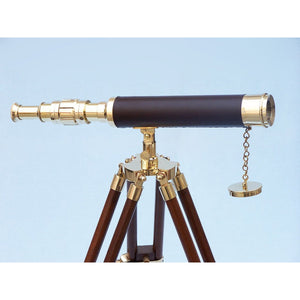 Handcrafted Model Ships Floor Standing Brass/Leather Harbor Master Telescope 30" - Leather ST-0136 - leather