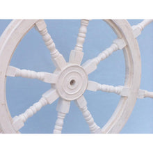 Handcrafted Model Ships Classic Wooden Whitewashed Decorative Ship Steering Wheel 36 SW-173136