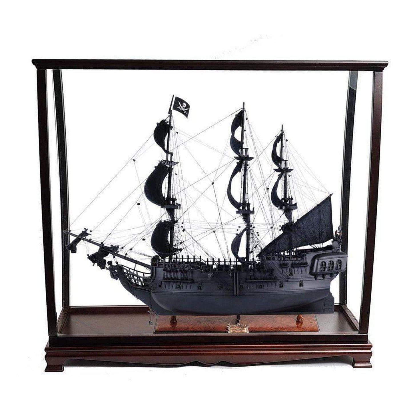 Old Modern Black Pearl Pirate Ship Midsize With Display Case T305A