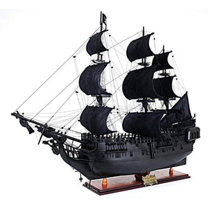 Old Modern Black Pearl Pirate Ship Midsize With Display Case T305A