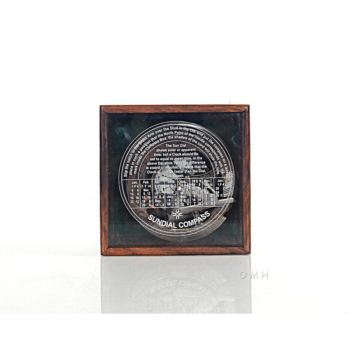 Old Modern Sundial Compass in wood box (Large) ND014
