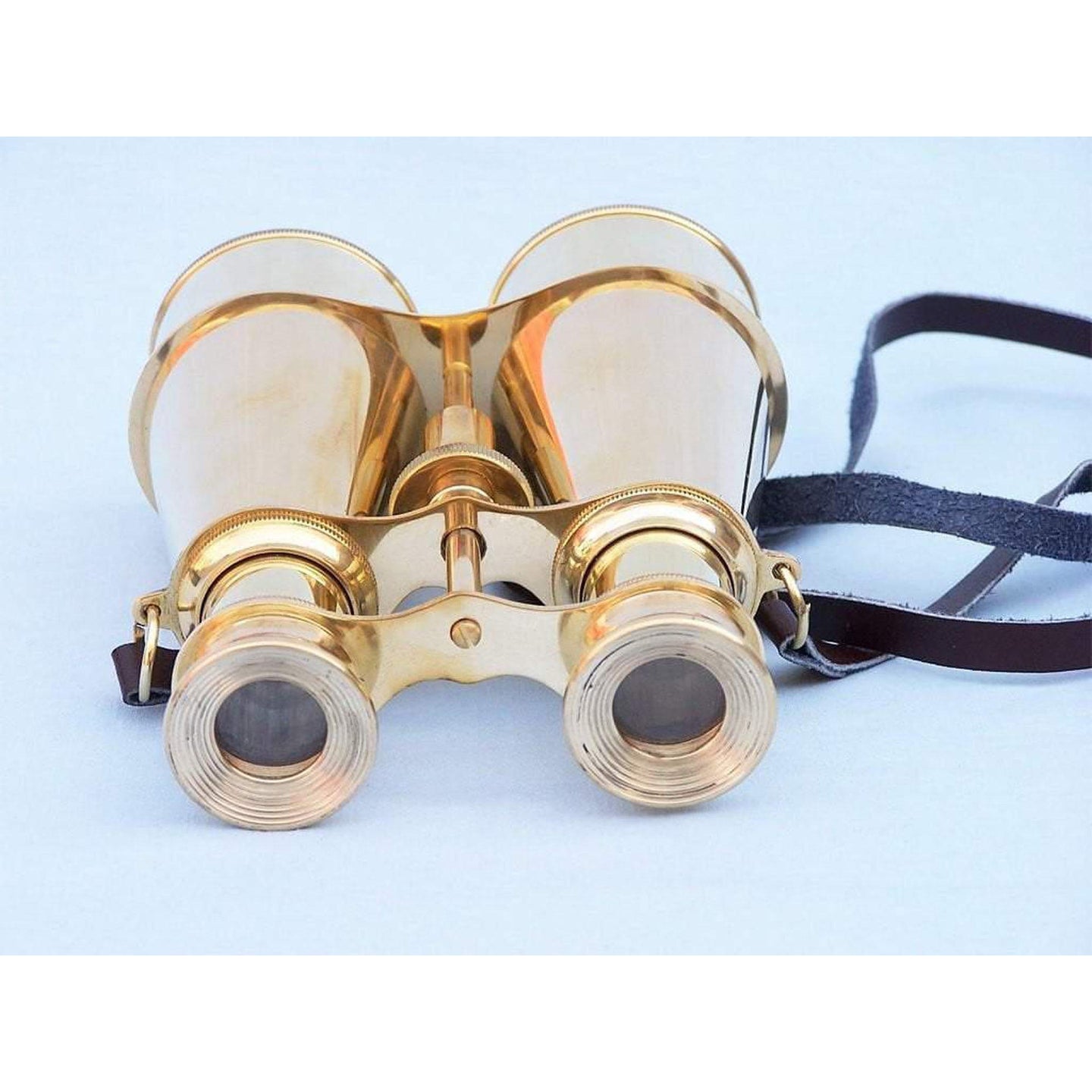 Handcraft Model Ships Captain's Solid Brass Binoculars with Leather Case 6