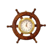 Handcrafted Model Ships Deluxe Class Wood And Brass Ship Wheel Clock 12" SW-1719