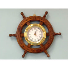 Handcrafted Model Ships Deluxe Class Wood And Brass Ship Wheel Clock 12" SW-1719