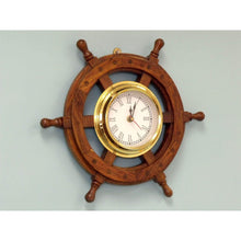 Handcrafted Model Ships Deluxe Class Wood And Brass Ship Wheel Clock 12" SW-1719
