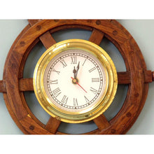 Handcrafted Model Ships Deluxe Class Wood And Brass Ship Wheel Clock 12" SW-1719