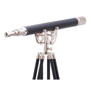 Handcrafted Model Ships Floor Standing Chrome/Leather Anchormaster Telescope 65" ST-0148CH-L
