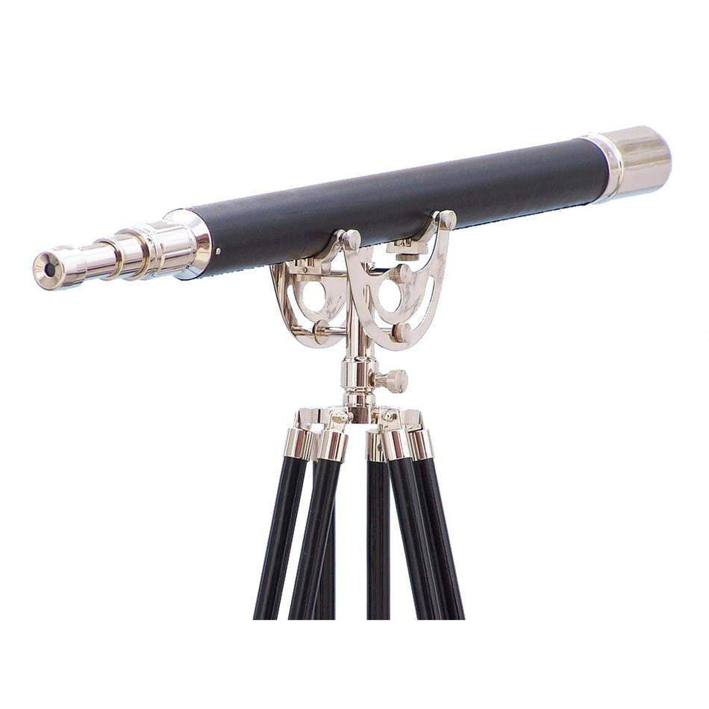 Handcrafted Model Ships Floor Standing Chrome/Leather Anchormaster Telescope 65