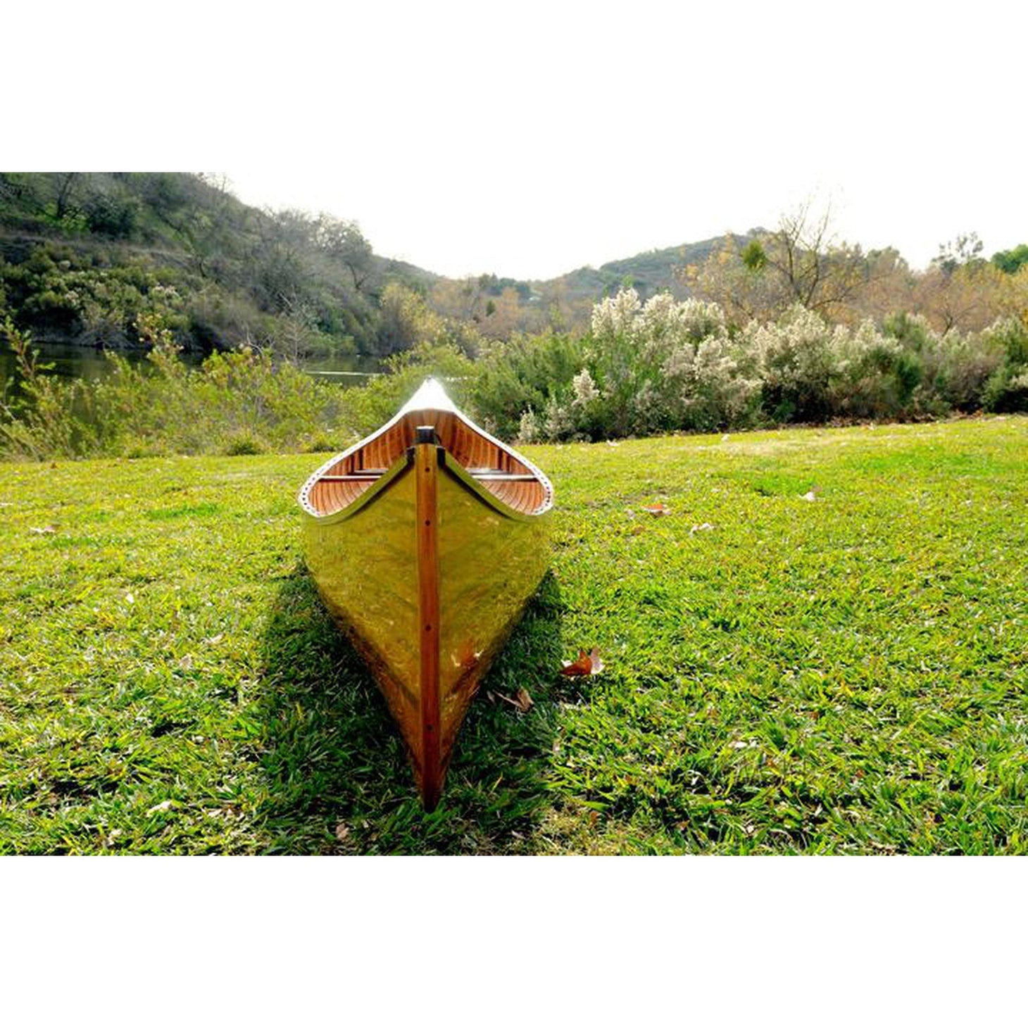 Old Modern Wooden Canoe with Ribs 18 K013