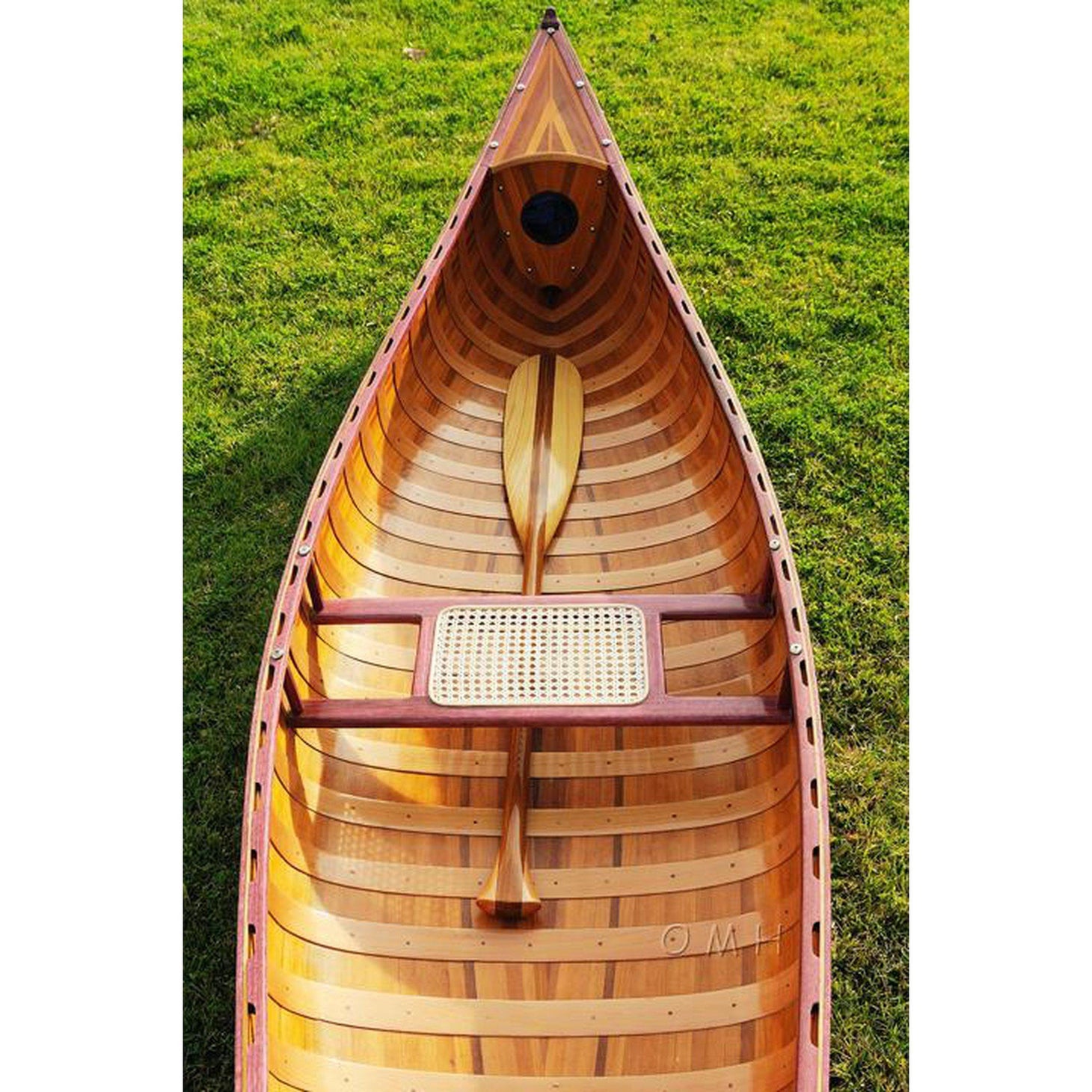 Old Modern Wooden Canoe With Ribs Curved bow 10ft K034