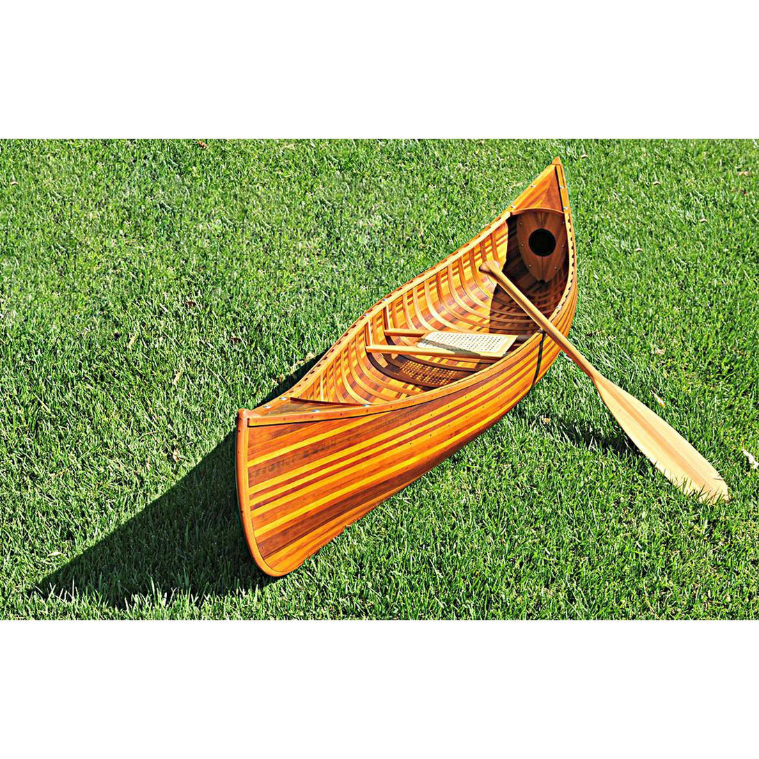 Old Modern Wooden Canoe With Ribs Curved Bow Matte Finish 10 ft K034M