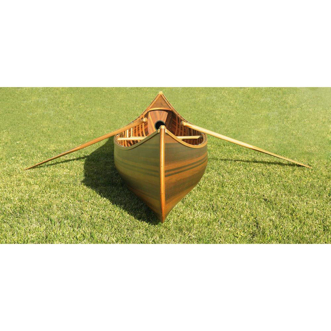 Old Modern Wooden Canoe With Ribs Curved Bow Matte Finish 12 ft K080M