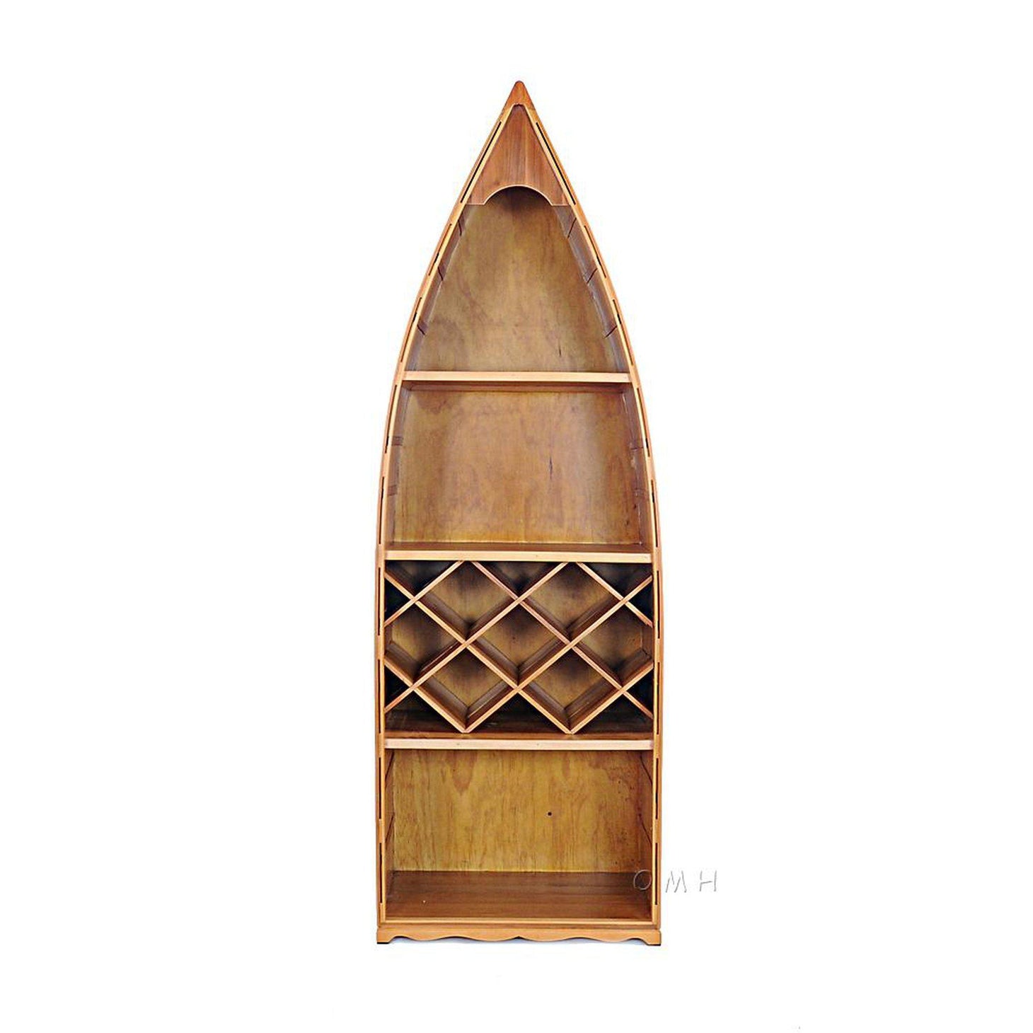Old Modern Wooden Canoe Wine Shelf K085