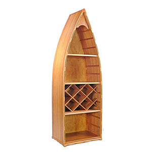 Old Modern Wooden Canoe Wine Shelf K085