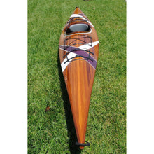 Old Modern Wooden Kayak with White & Purple Ribbon 15 ft K096
