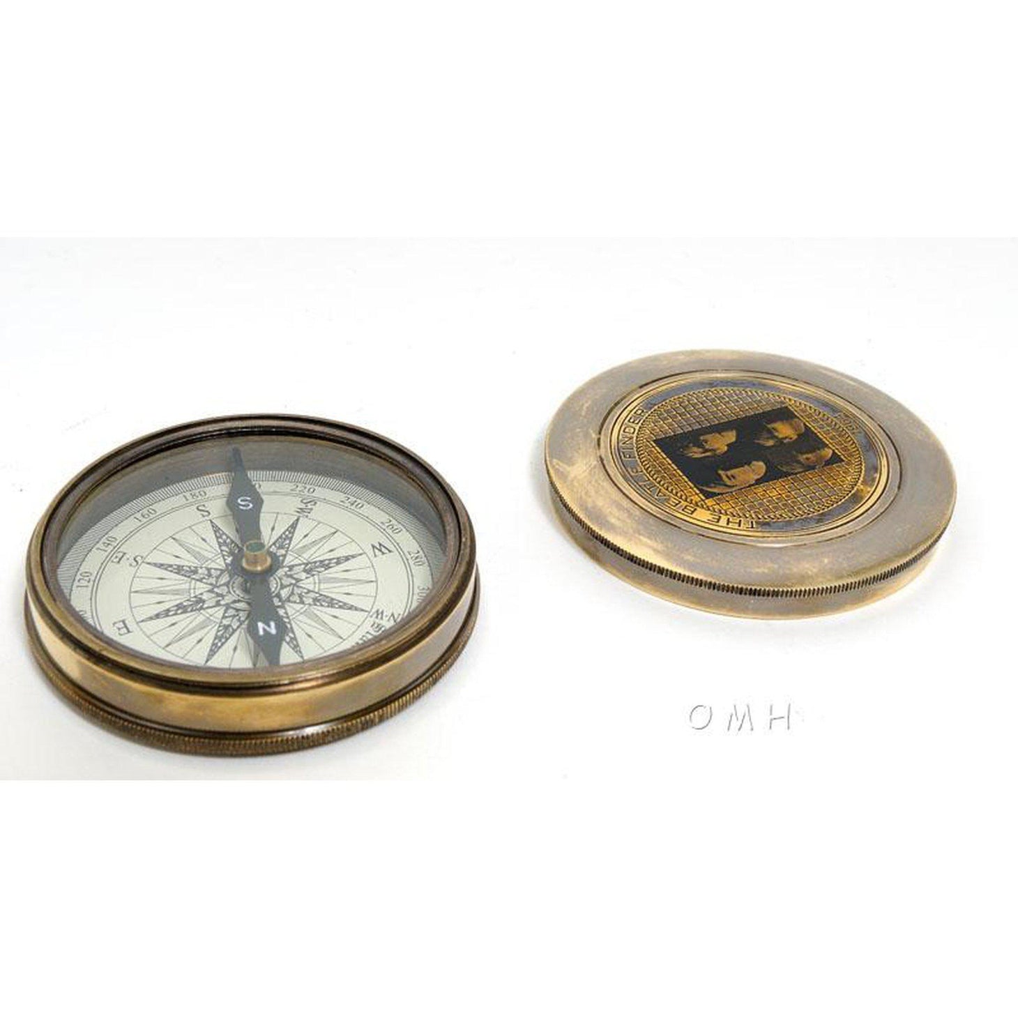 Old Modern Beetles Compass w leather case ND003