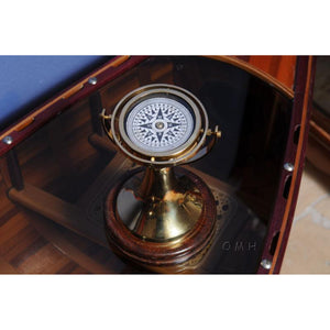 Old Modern Gimbaled Compass on wood base ND010