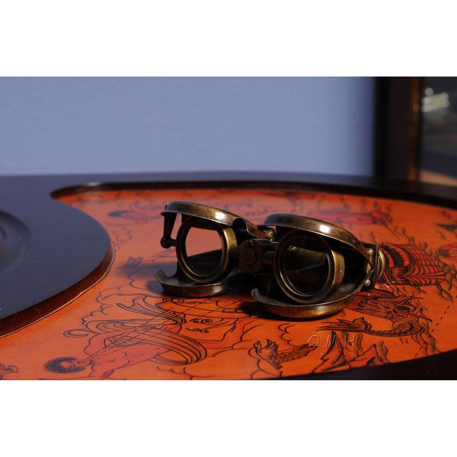 Old Modern Folding Binocular in wood box ND027