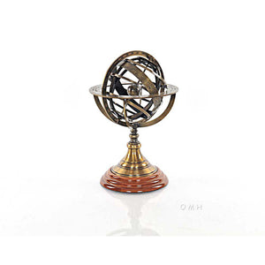 Old Modern Armillary Sphere on wood base ND042
