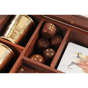 Old Modern Wooden Game Set with Brass Goblet ND061
